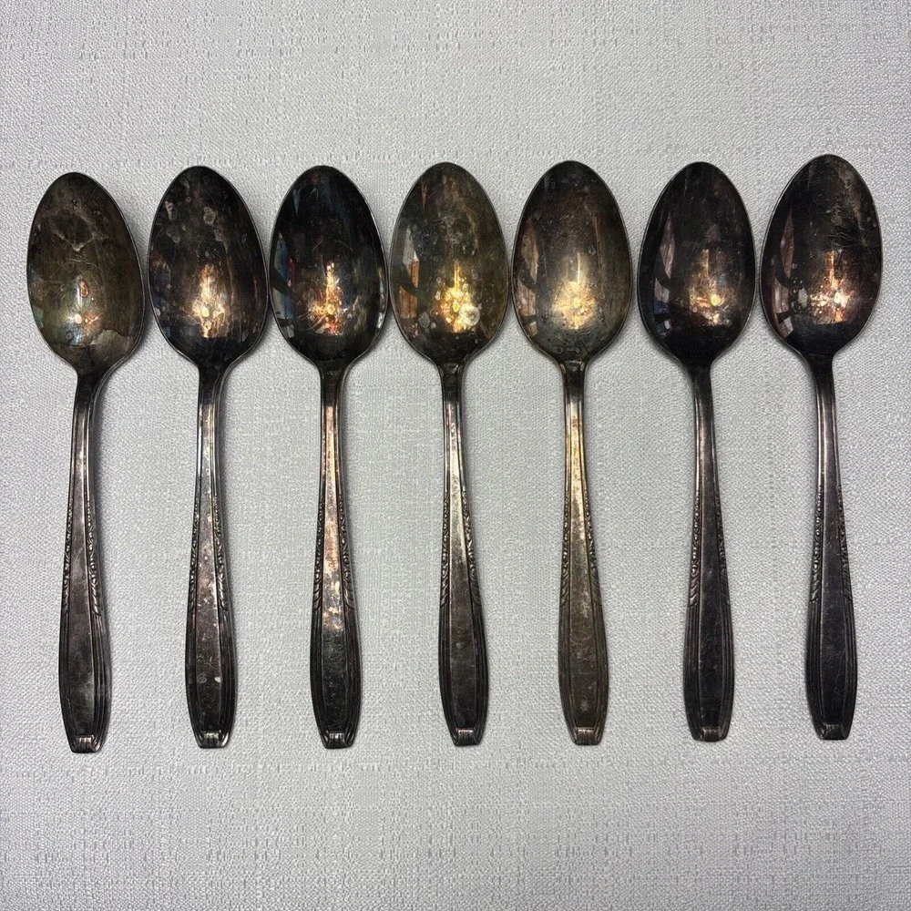 7 Harmony House SERENADE Wallace Silver‎ Plate Soup Spoons Silverware